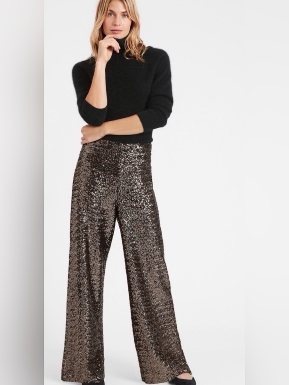 Banana Republic Wide Leg Sequin Pants Size M